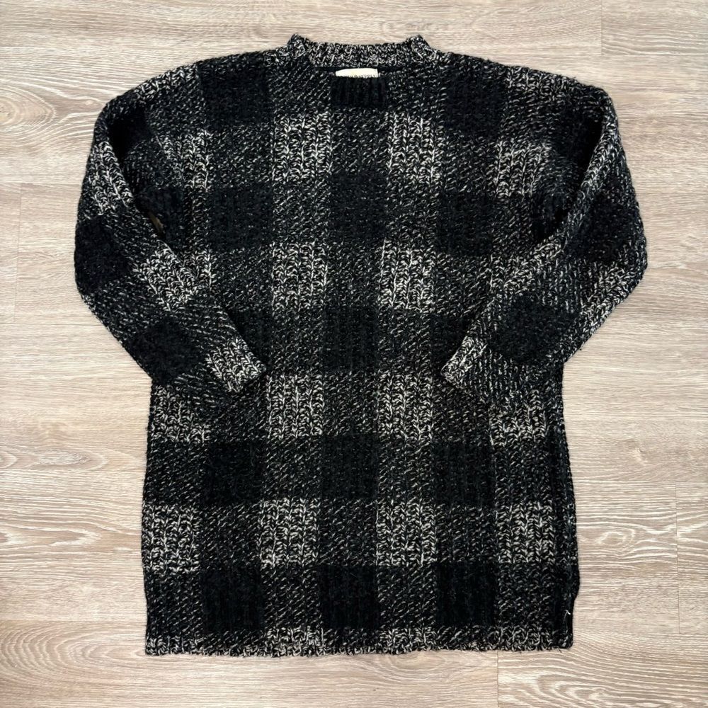 Denim & Supply Ralph Lauren Sweater Women's XS Grey Plaid 100% Wool Oversized